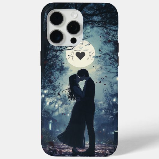 ロマンチックなキスをするカップルのイニシャルiPhoneケース Case-Mate iPhoneケース (裏面)