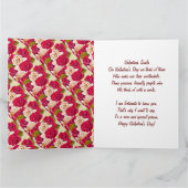 ロマンチックなキスヴィンテージバレンタインハートとバラ カード (内部)