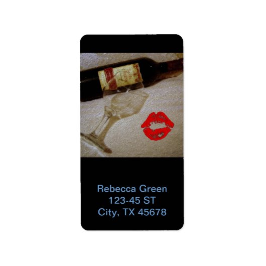 ロマンチックなキス赤ワインのグラス私はワインが大好き ラベル (正面)