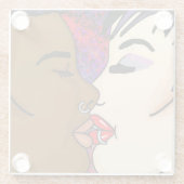 ロマンチックなキス |異人種間ロマンス ガラスコースター (裏面)