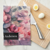 ロマンチックなキッチン:抽象芸術ハートバラ キッチンタオル (四つ折り)