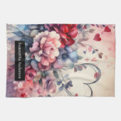 ロマンチックなキッチン:抽象芸術ハートバラ キッチンタオル (横)