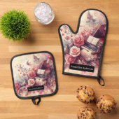 ロマンチックなキッチン:抽象芸術ハートピアノ音楽 鍋つかみ&鍋敷きセット (トップダウン)