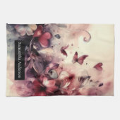 ロマンチックなキッチン：抽象芸術ハート蝶 キッチンタオル (横)