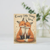 ロマンチックなキツネインラブイラストレーション ポストカード (スタンド正面)
