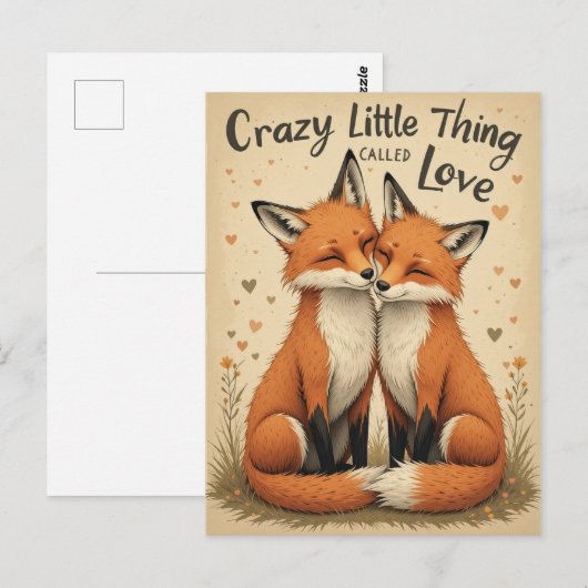 ロマンチックなキツネインラブイラストレーション ポストカード (正面/裏面)