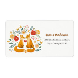 ロマンチックなキツネ素朴とフローラの結婚葉 ラベル