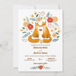 ロマンチックなキツネ素朴とフローラの結婚葉 招待状