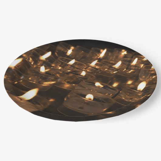 ロマンチックなキャンドルライトキャンドルフレイムライトプレート ペーパープレート (アングル)