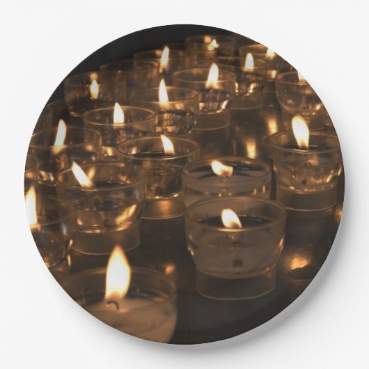 ロマンチックなキャンドルライトキャンドルフレイムライトプレート ペーパープレート (正面)