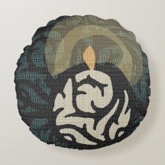 ロマンチックなキャンドルライトスクロールタペストリーモチーフ枕 ラウンドクッション