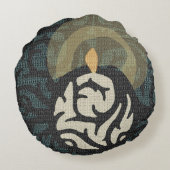 ロマンチックなキャンドルライトスクロールタペストリーモチーフ枕 ラウンドクッション (裏面)