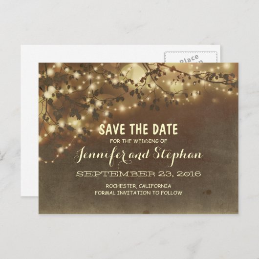 ロマンチックなキラキラの光は日付はがきを保存 案内ポストカード (正面/裏面)