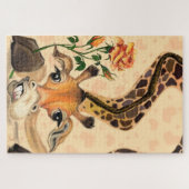 ロマンチックなキリンとバラおもしろいパズル ジグソーパズル (横)