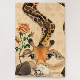 ロマンチックなキリンとバラおもしろいパズル ジグソーパズル