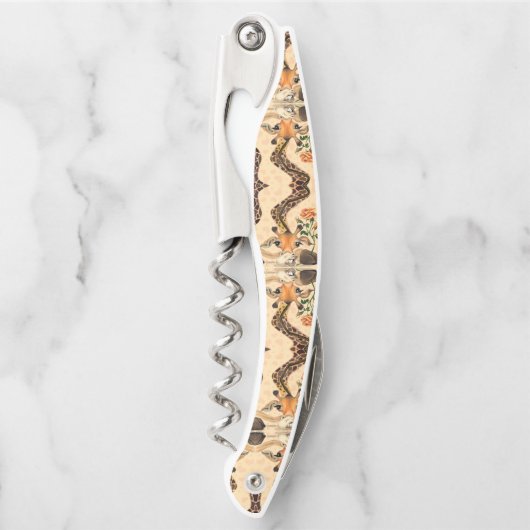 ロマンチックなキリンとバラウェイターのコルク ソムリエナイフ (正面)