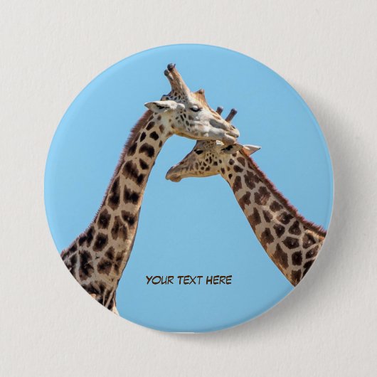 ロマンチックなキリンパーソナライズされたカップル名 缶バッジ (正面)