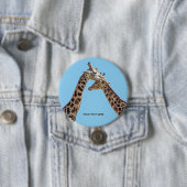 ロマンチックなキリンパーソナライズされたカップル名 缶バッジ (インサイチュ)