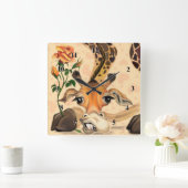 ロマンチックなキリン – 紳士 – あなたのテキスト/名前を追加 スクエア壁時計 (ホーム)