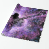 ロマンチックなギターラッピング紙ミュージックパープル ラッピングペーパー (アンロールド)