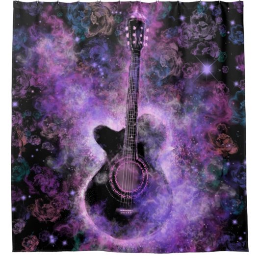 ロマンチックなギター音楽シャワーカーテン魔法サウンド シャワーカーテン (正面)