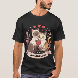 ロマンチックなギフトやほっこりとした気持ちにぴったりなキュートな猫のカップルステッカー Tシャツ