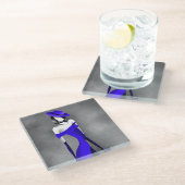 ロマンチックなギャングスターガールとバラ ガラスコースター (アングル)