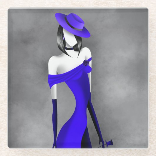 ロマンチックなギャングスターガールとバラ ガラスコースター (正面)