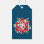 ロマンチックなギンガムハートとレッドローズギフトラベル ギフトタグ (裏面)