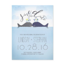 ロマンチックなクジラのカップルが日付を保存