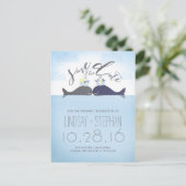 ロマンチックなクジラのカップルが日付を保存 案内ポストカード (スタンド正面)