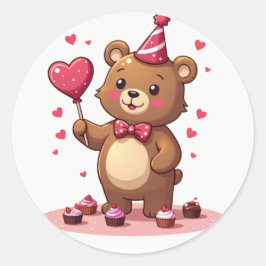 ロマンチックなクマ提供ハート型棒つきキャンデー ラウンドシール