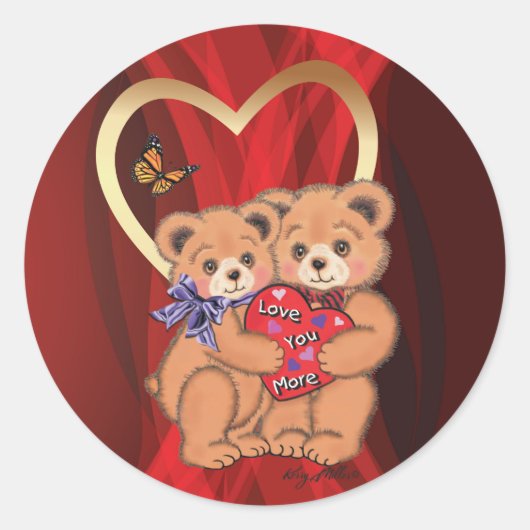 ロマンチックなクマ ラウンドシール (正面)