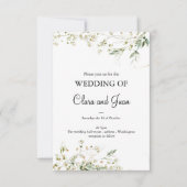 ロマンチックなクラシック、白い花 招待状 (正面)