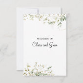 ロマンチックなクラシック、白い花 招待状 (裏面)