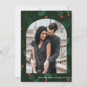 ロマンチックなクリスマスアーチ写真グリーンミスタントー シーズンカード (正面)