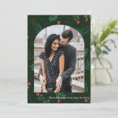 ロマンチックなクリスマスアーチ写真グリーンミスタントー シーズンカード (スタンド正面)