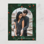 ロマンチックなクリスマスアーチ写真グリーンミスタントー ポストカード (正面)