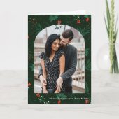 ロマンチックなクリスマスアーチ写真ミストレトーフォールド シーズンカード (正面)