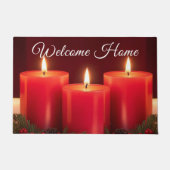 ロマンチックなクリスマスキャンドル歓迎マット ドアマット (正面)