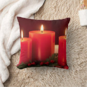 ロマンチックなクリスマスキャンドル クッション (ブランケット)