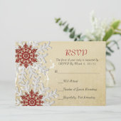 ロマンチックなクリスマススノーフレークRSVPカード 招待状 (スタンド正面)
