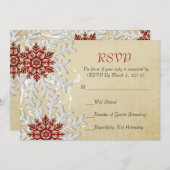 ロマンチックなクリスマススノーフレークRSVPカード 招待状 (正面/裏面)