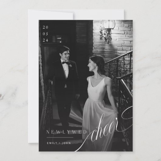 ロマンチックなクリスマスブラック&ホワイト新着写真 シーズンカード (正面)