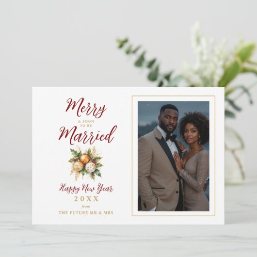 ロマンチックなクリスマスボール結婚ブーケの写真 セーブザデート (スタンド正面)