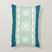 ロマンチックなクリスマスミント白い雪片パターン アクセントクッション (裏面(縦))
