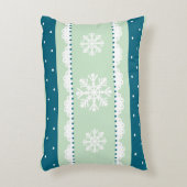 ロマンチックなクリスマスミント白い雪片パターン アクセントクッション (正面(垂直))