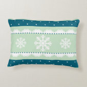 ロマンチックなクリスマスミント白い雪片パターン アクセントクッション (裏面)