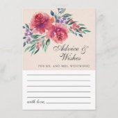 ロマンチックなクリームアイボリーウォーターカラーフローラ結婚ズ アドバイスカード (正面)