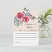 ロマンチックなクリームアイボリーウォーターカラーフローラ結婚ズ アドバイスカード (スタンド正面)